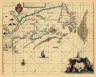 Map - Page 1 - A Chart of the/Coast of/AMERICA/from New found Land to Cape/Cod by Iohn Seller Hydrographer/to the king, A Chart of the/Coast of/AMERICA/from New found Land to Cape/Cod by Iohn Seller Hydrographer/to the king